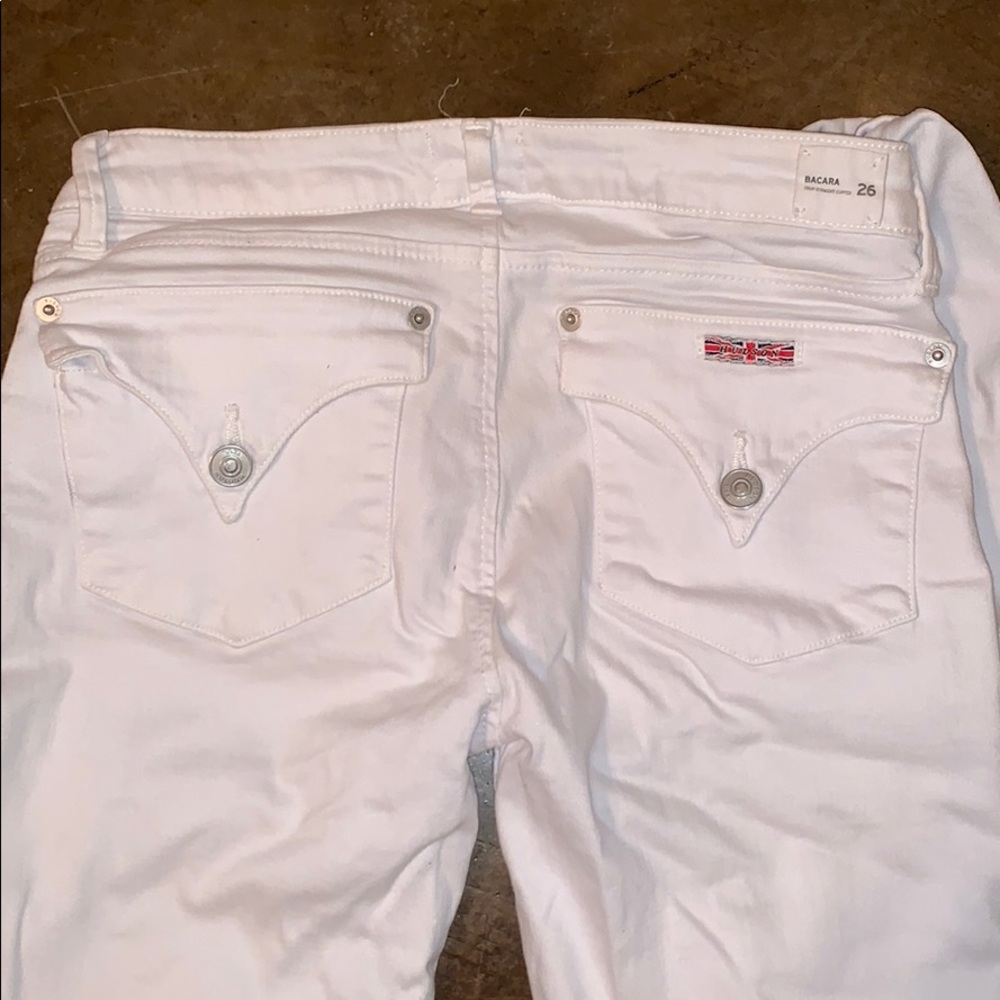 Hudson Bacara crop straight cuffed white jeans